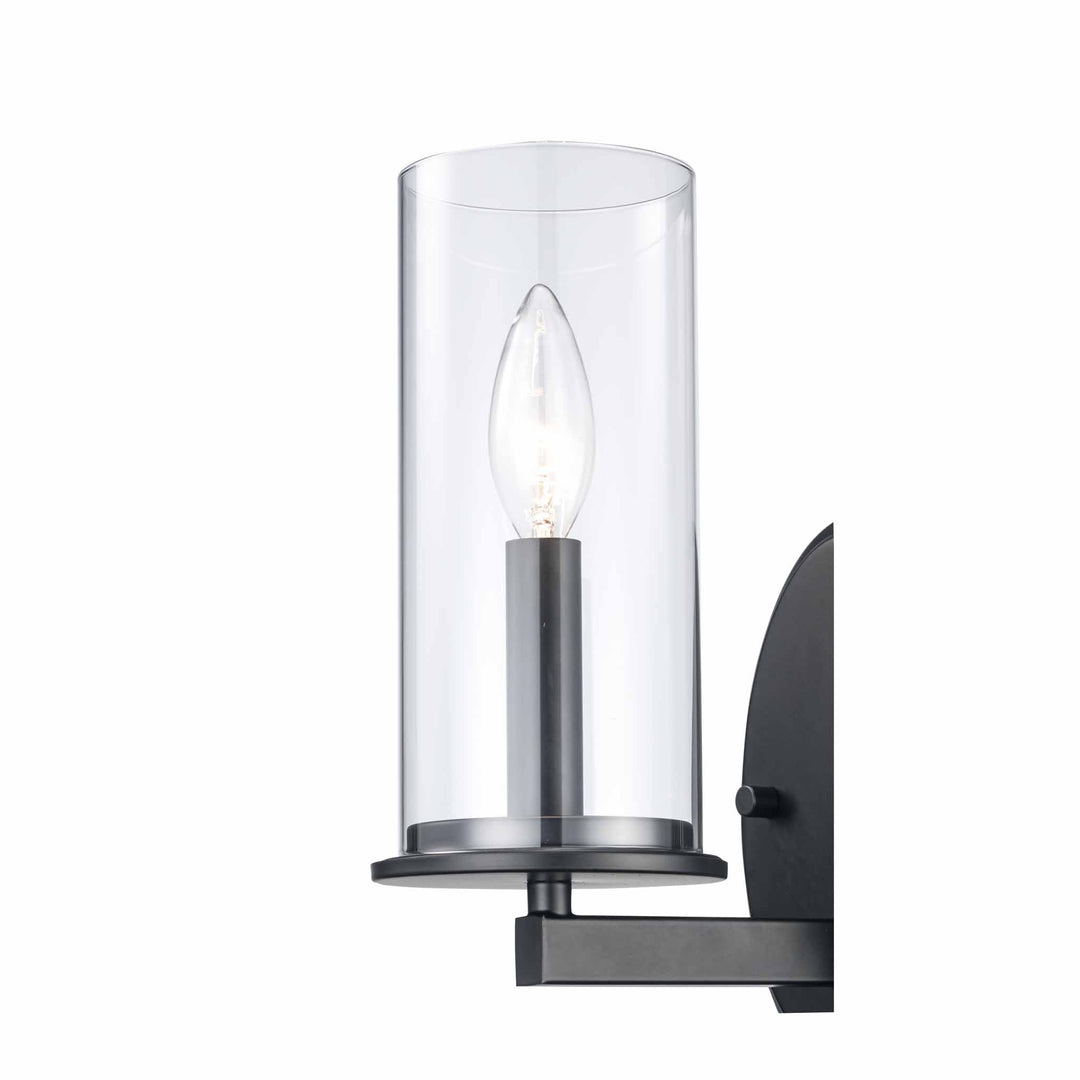 1-Light Shaded Indoor Wall Sconce Candle Clear Glass - Black