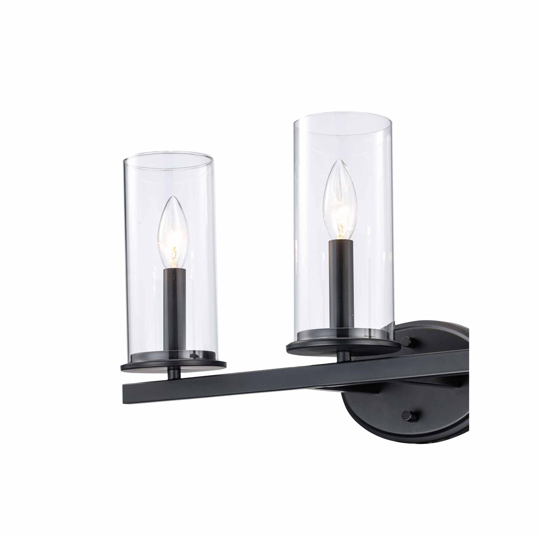 3-Light Shaded Vanity Bar Candle Clear Glass - Black