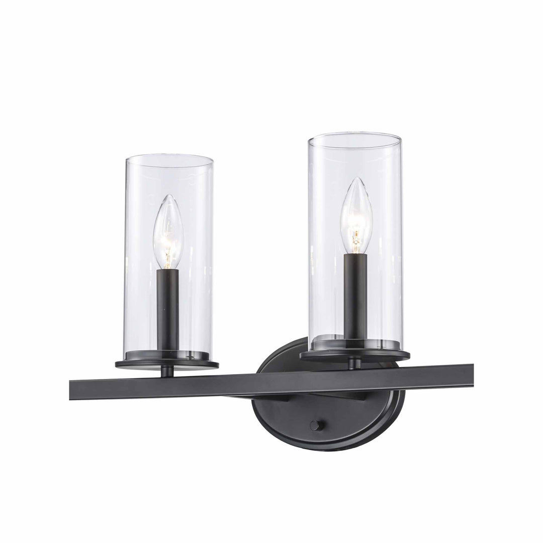 4-Light Shaded Vanity Bar Candle Clear Glass - Black