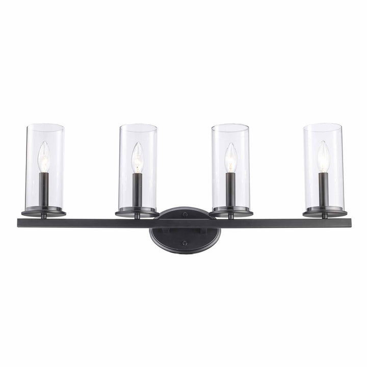 4-Light Shaded Vanity Bar Candle Clear Glass - Black