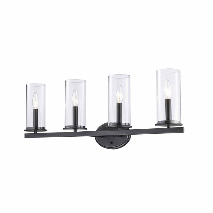 4-Light Shaded Vanity Bar Candle Clear Glass - Black