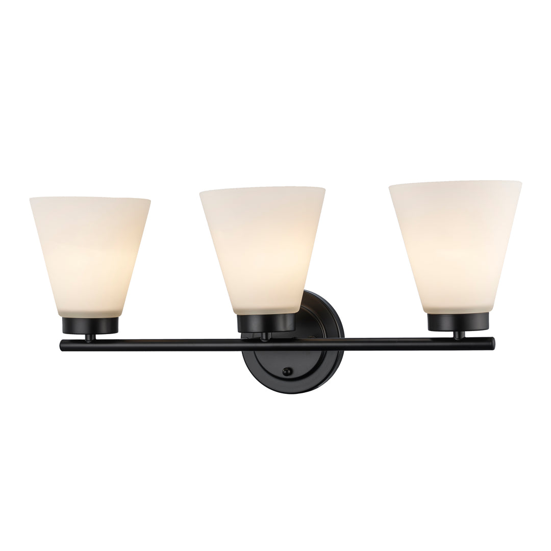 3-light Fifer Vanity Flared Glass - Black