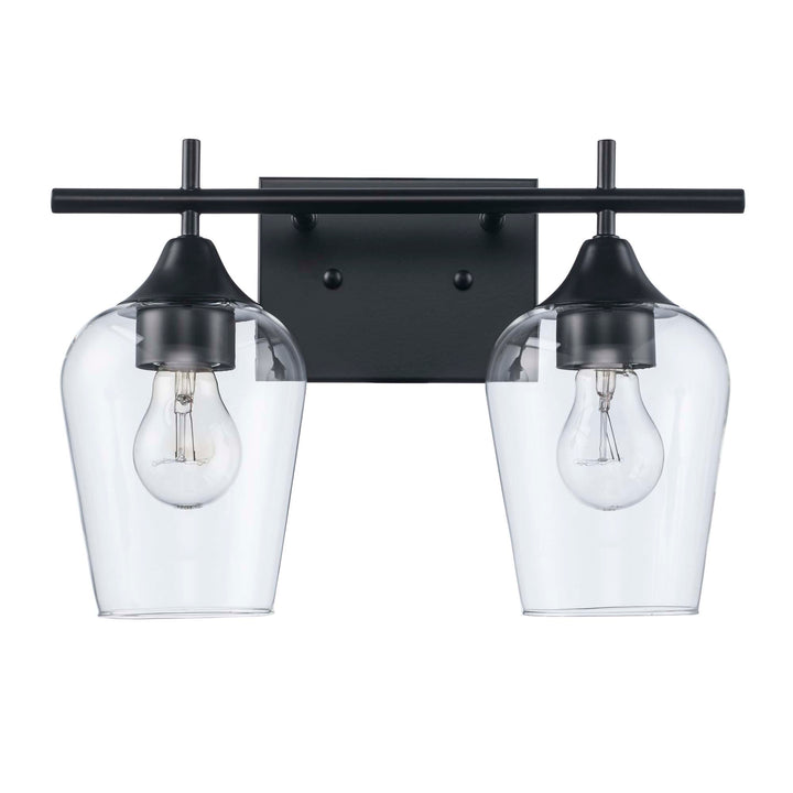 2-Light Kieran Bath Wall Vanity Clear Tulip - Black