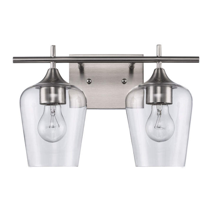 2-Light Kieran Bath Wall Vanity Clear Tulip - Brushed Nickel