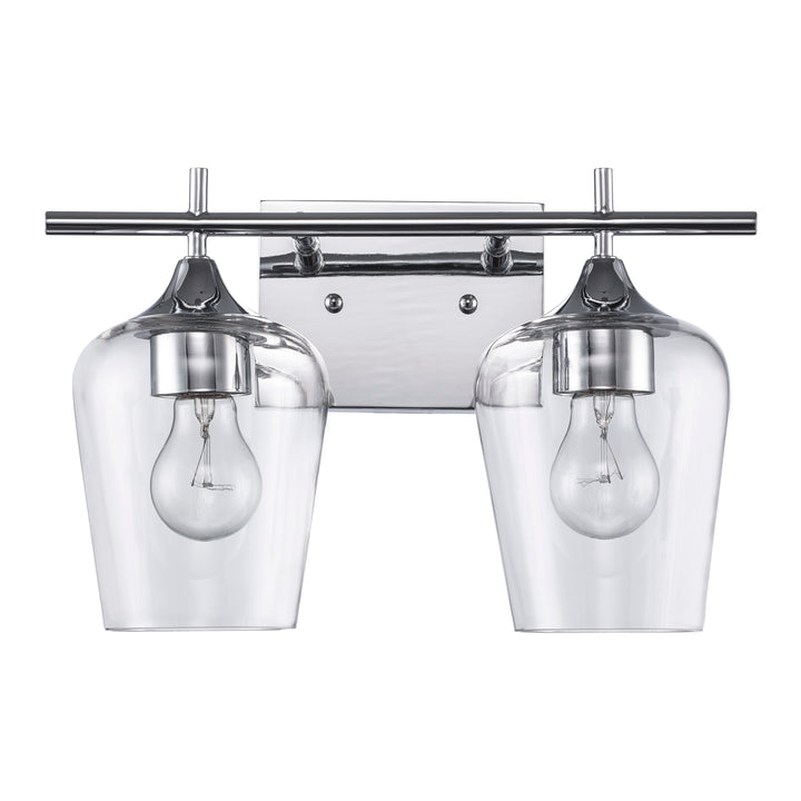 2-Light Kieran Bath Wall Vanity Clear Tulip - Polished Chrome