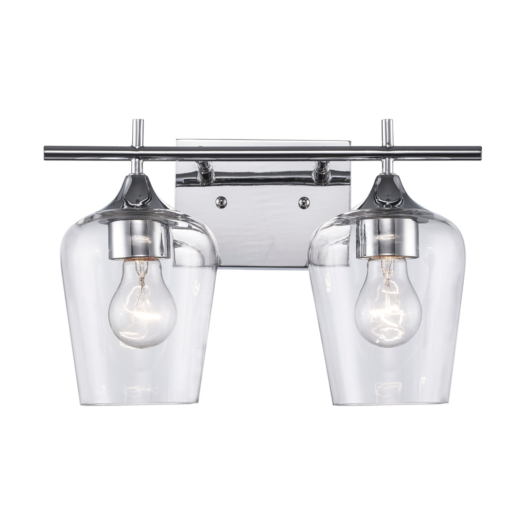 2-Light Kieran Bath Wall Vanity Clear Tulip - Polished Chrome