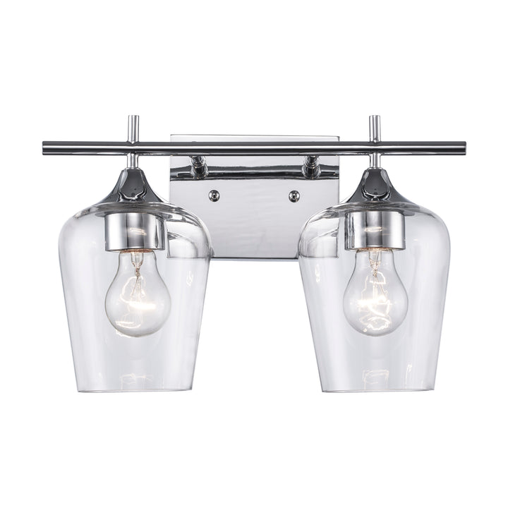 2-Light Kieran Bath Wall Vanity Clear Tulip - Polished Chrome