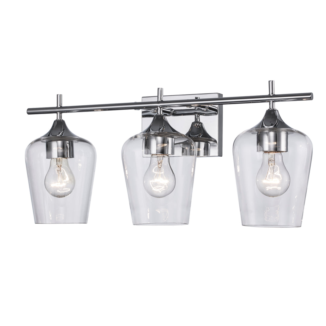 3-Light Kieran Vanity Bar Clear Tulip - Polished Chrome