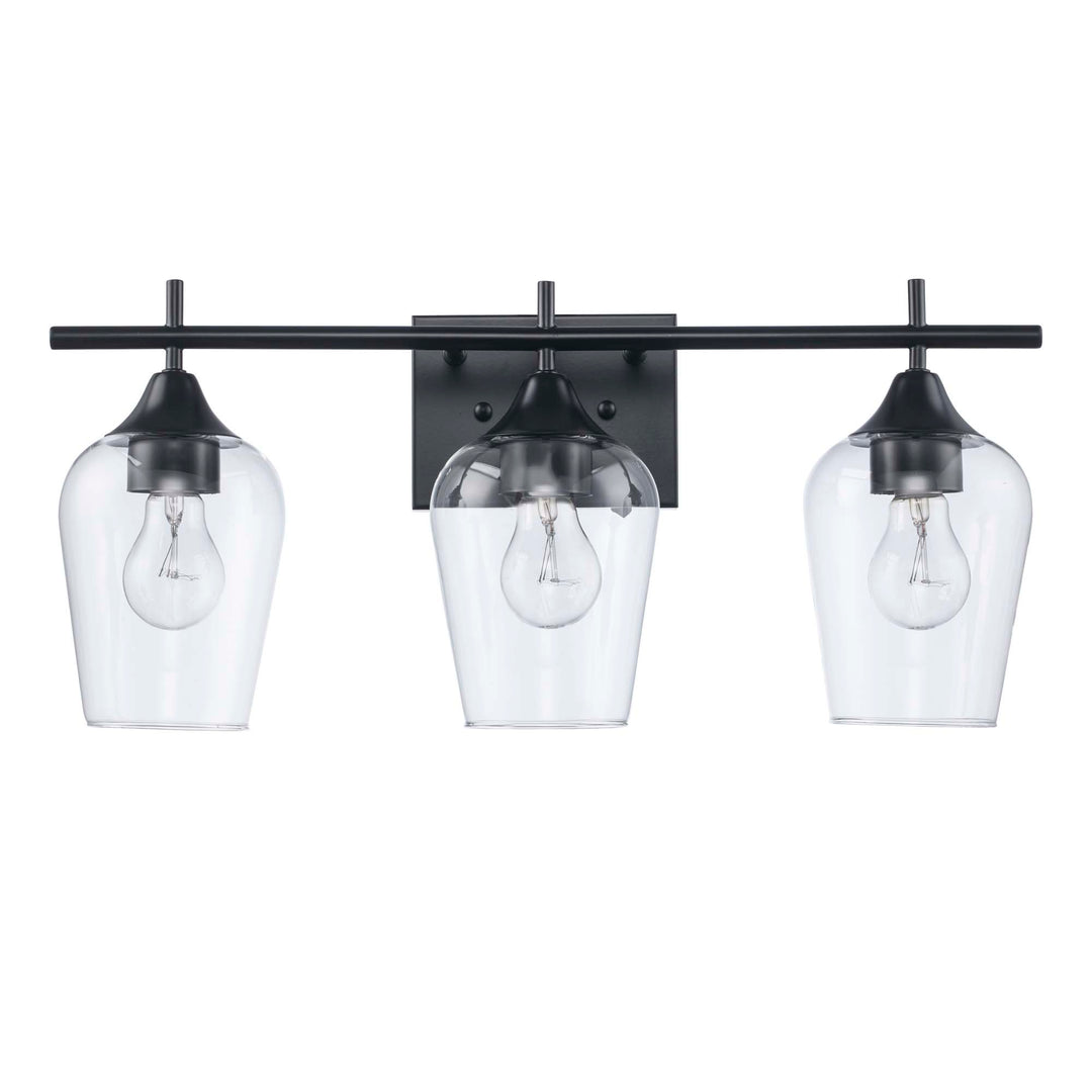 3-Light Kieran Vanity Bar Clear Tulip - Black