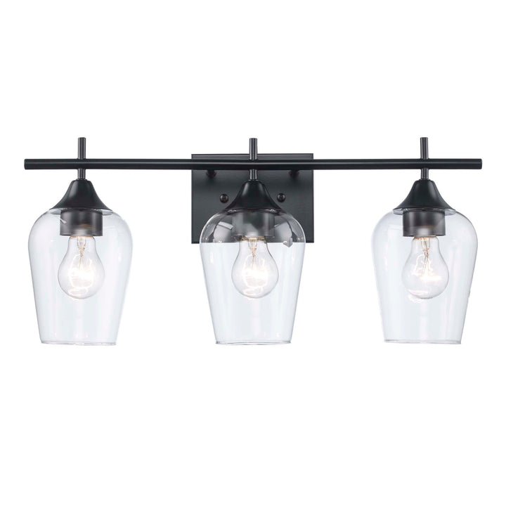 3-Light Kieran Vanity Bar Clear Tulip - Black