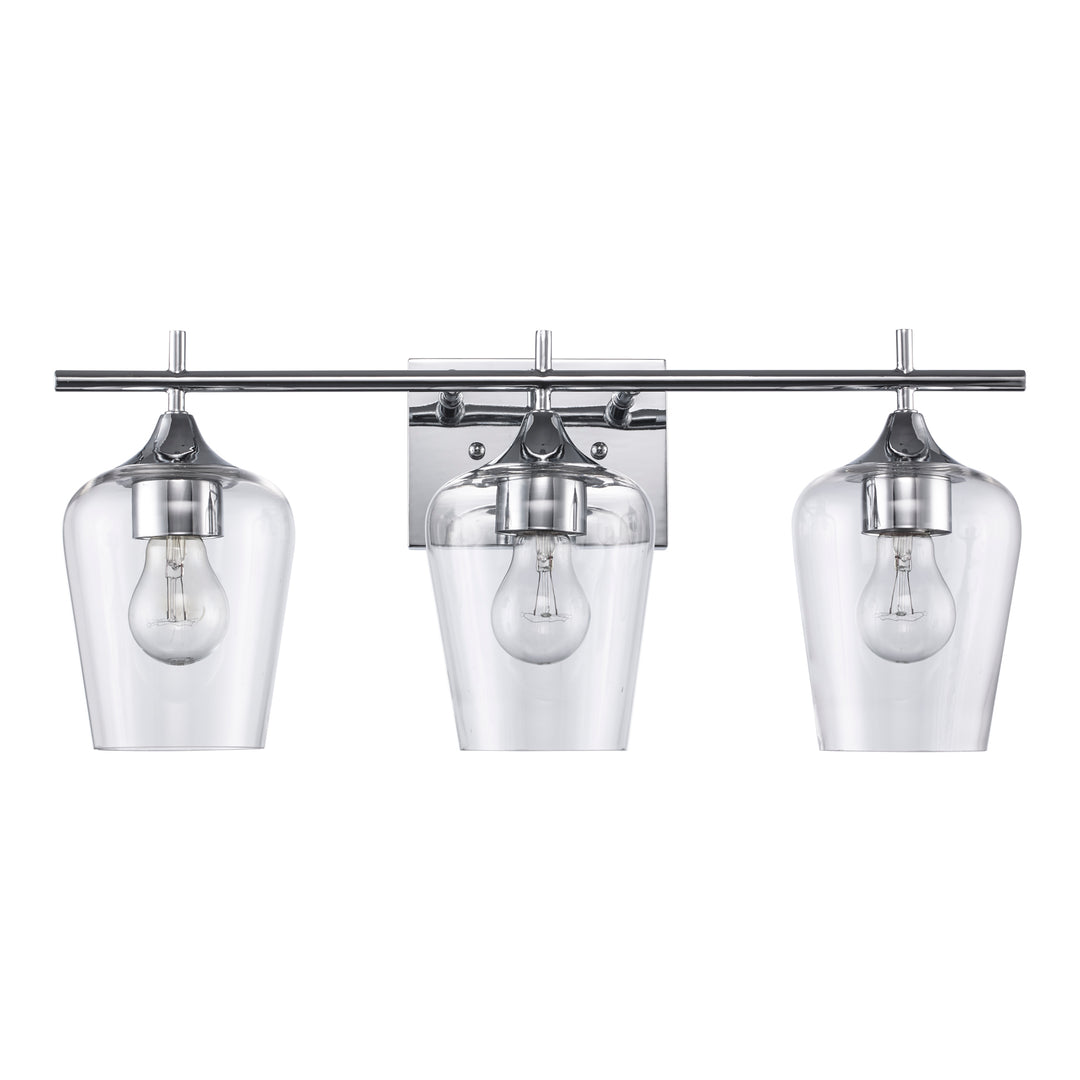 3-Light Kieran Vanity Bar Clear Tulip - Polished Chrome