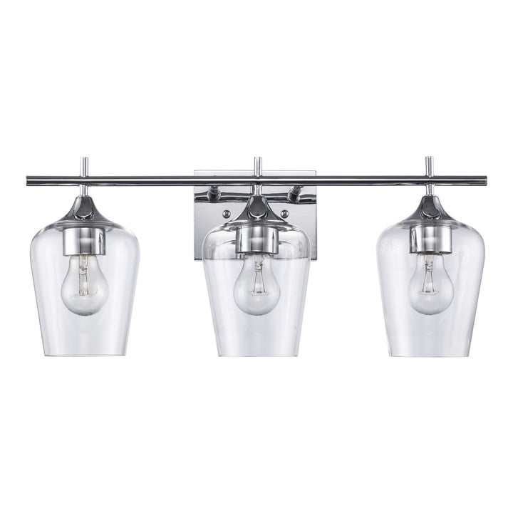 3-Light Kieran Vanity Bar Clear Tulip - Polished Chrome