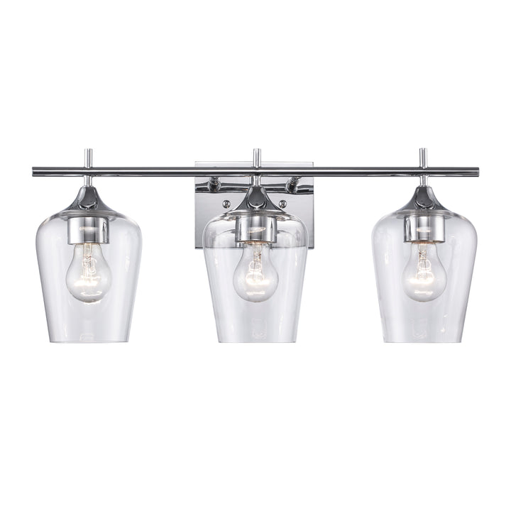 3-Light Kieran Vanity Bar Clear Tulip - Polished Chrome