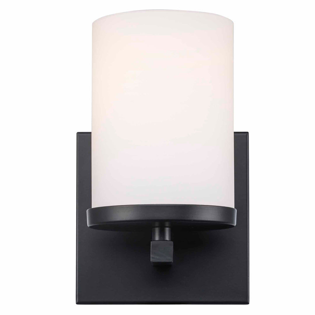 Nico 1 - light Armed Wall Sconce Flat Disk -Black