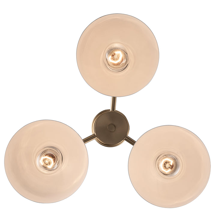 3 -Light Mini Chandelier - White / Antique Gold