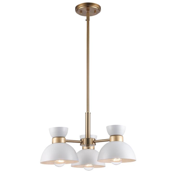 3 -Light Mini Chandelier - White / Antique Gold