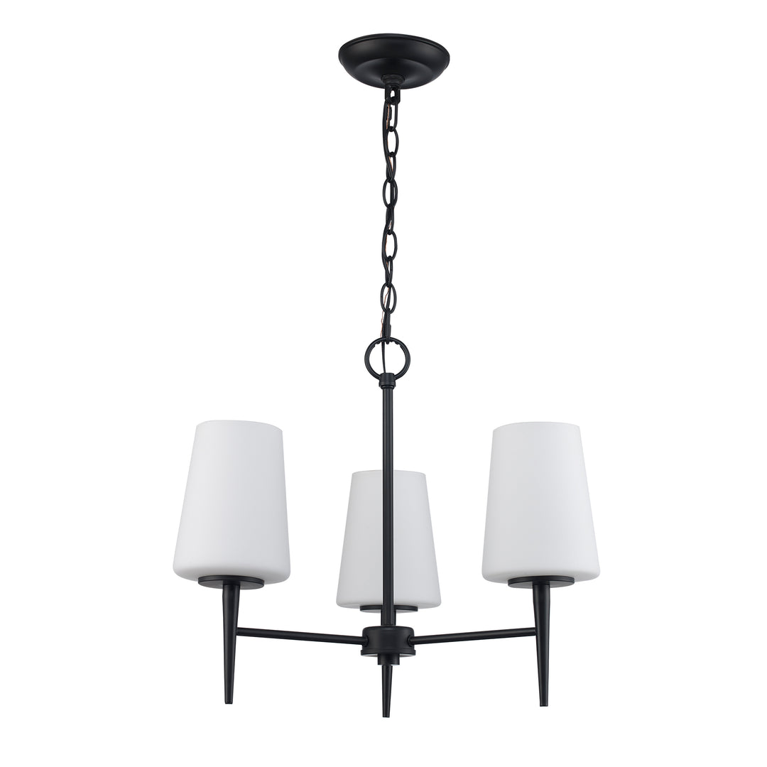 3 - Light Mini Chandelier Tapered Stems - Black