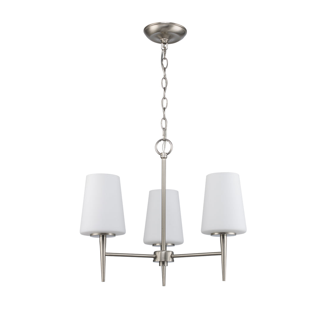 3 - Light Mini Chandelier Tapered Stems - Brushed Nickel