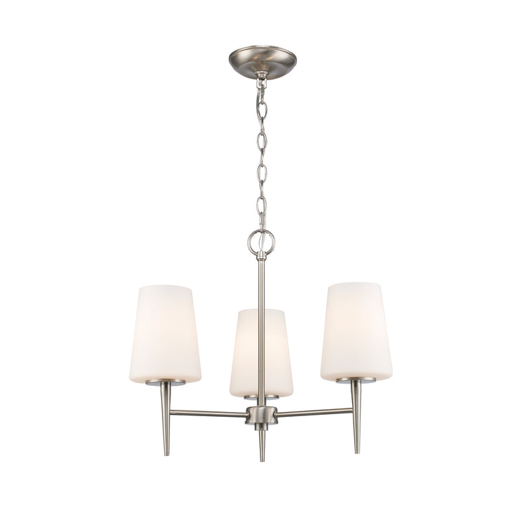 3 - Light Mini Chandelier Tapered Stems - Brushed Nickel