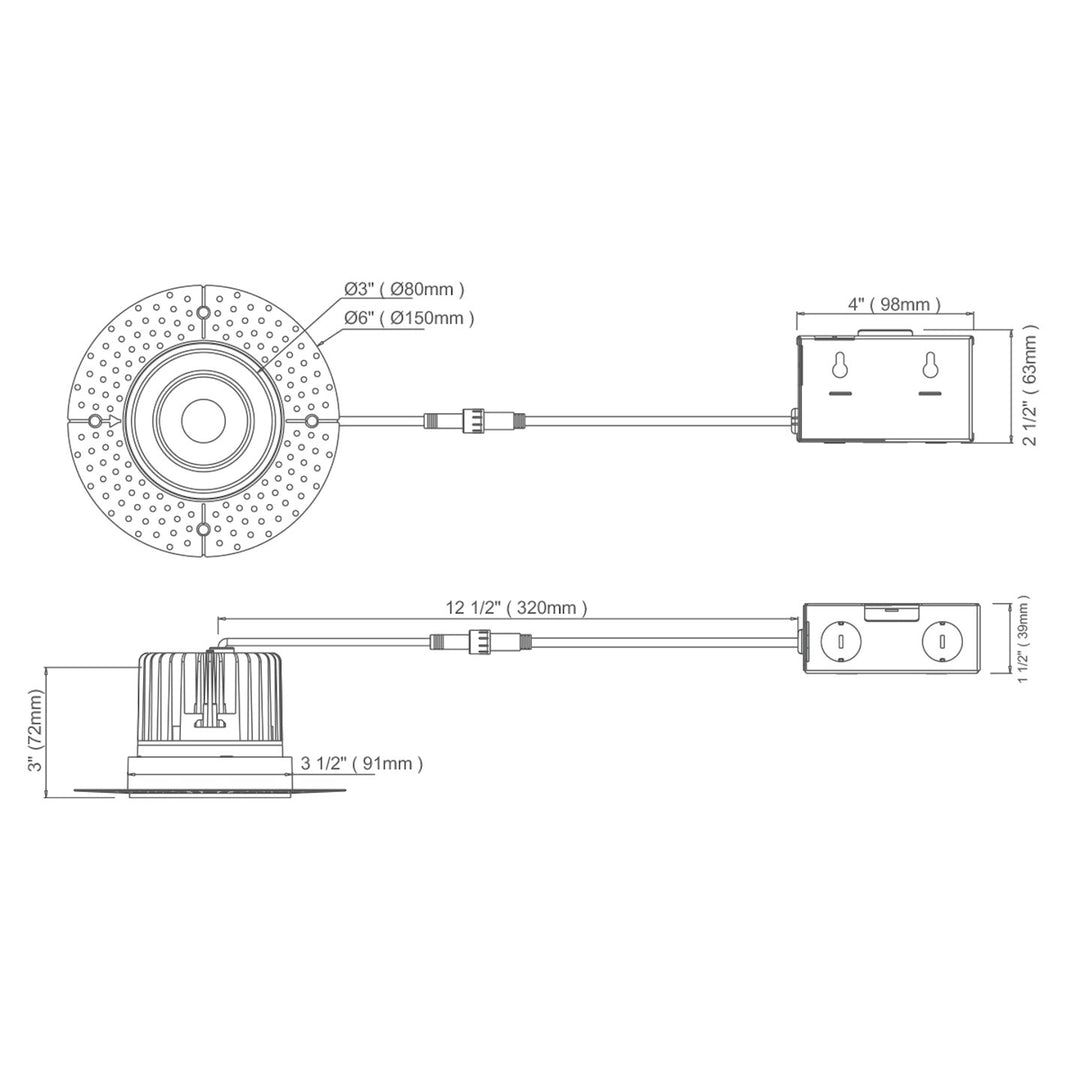 4" Round Downlight: Trimless-Line 5-CCT Selectable 15W - Black