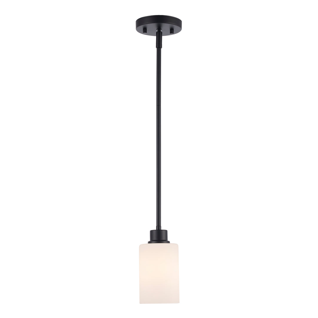 Kai 1 - Light Pendant With White Frosted Glass - Black / Frosted | 72020 BK-FR