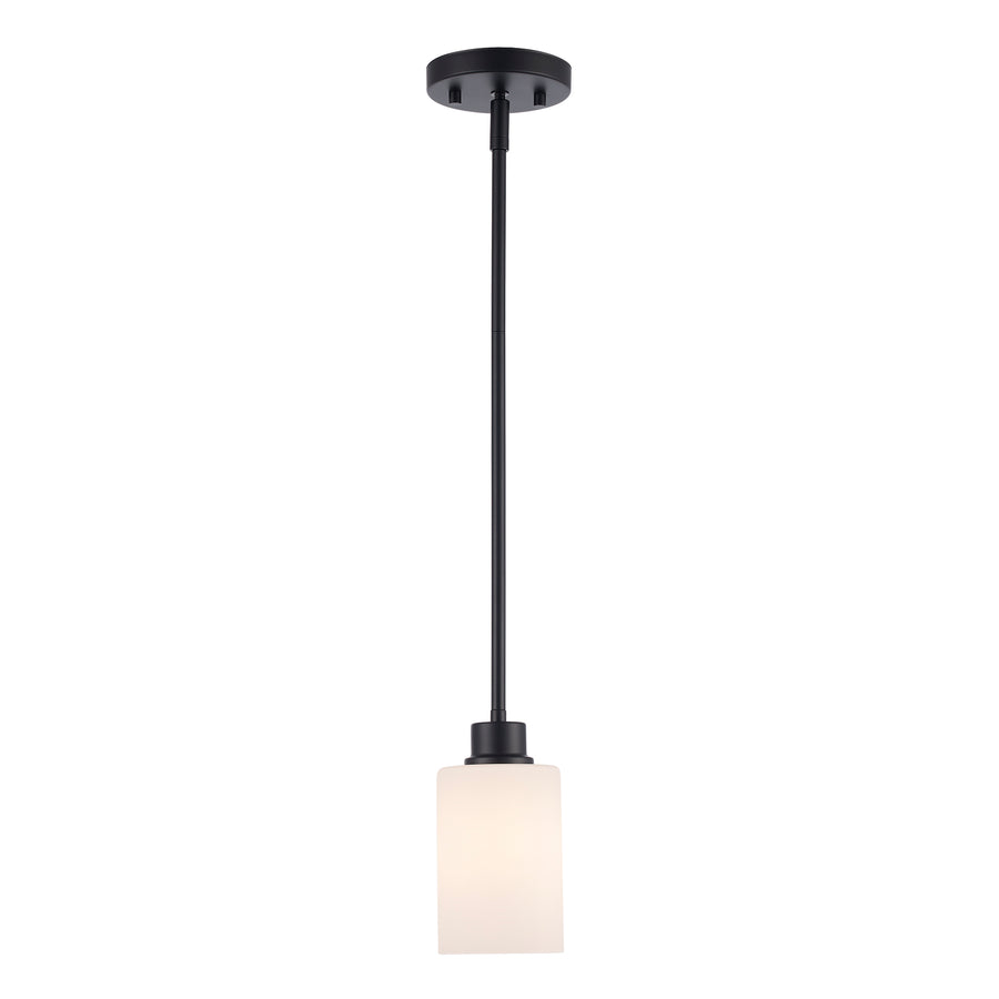 Kai 1 - Light Pendant With White Frosted Glass - Black / Frosted | 72020 BK-FR