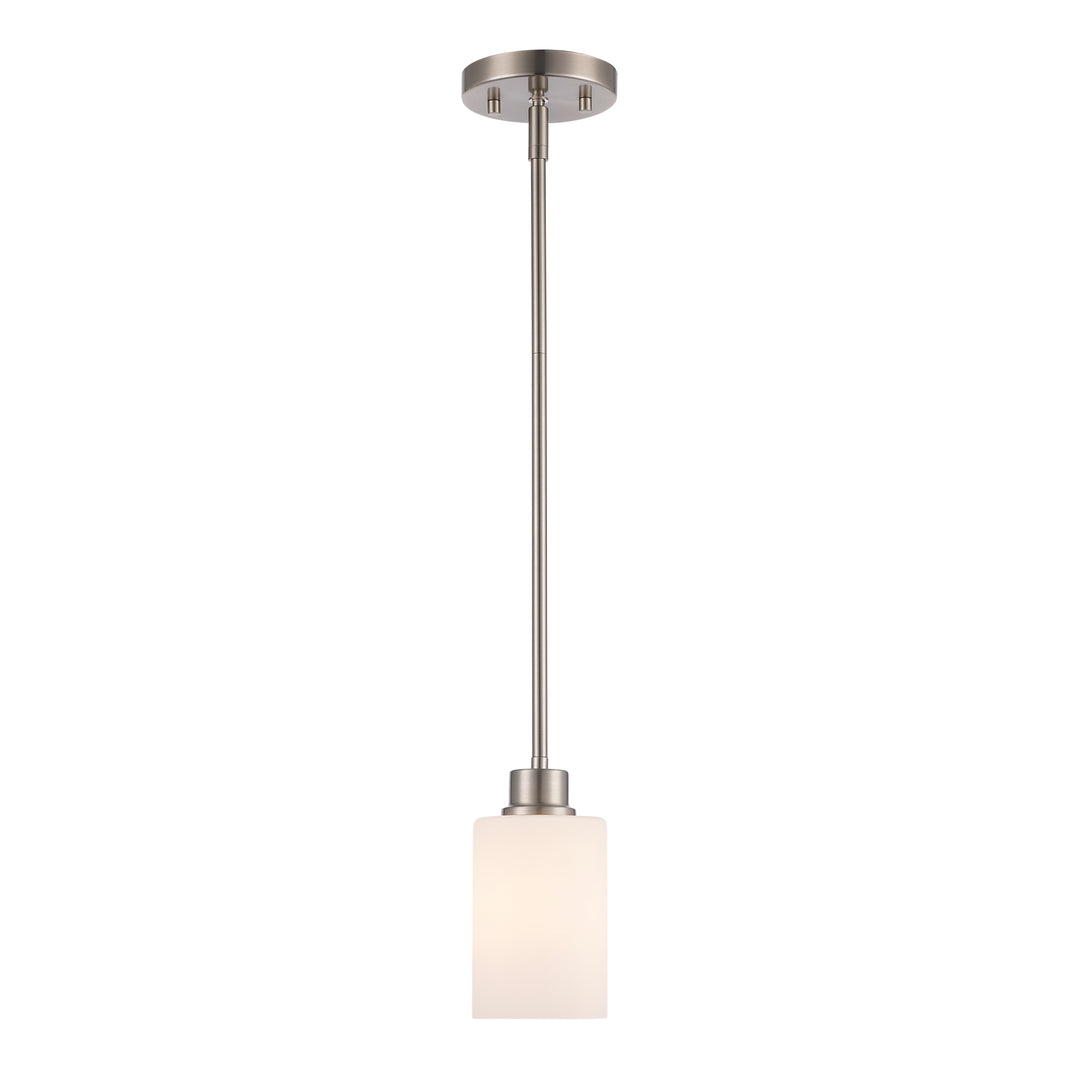 Kai 1 - Light Pendant With White Frosted Glass - Brushed Nickel / Frosted | 72020 BN-FR