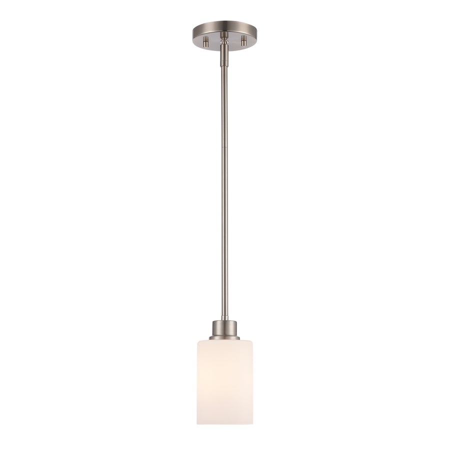 Kai 1 - Light Pendant With White Frosted Glass - Brushed Nickel / Frosted | 72020 BN-FR