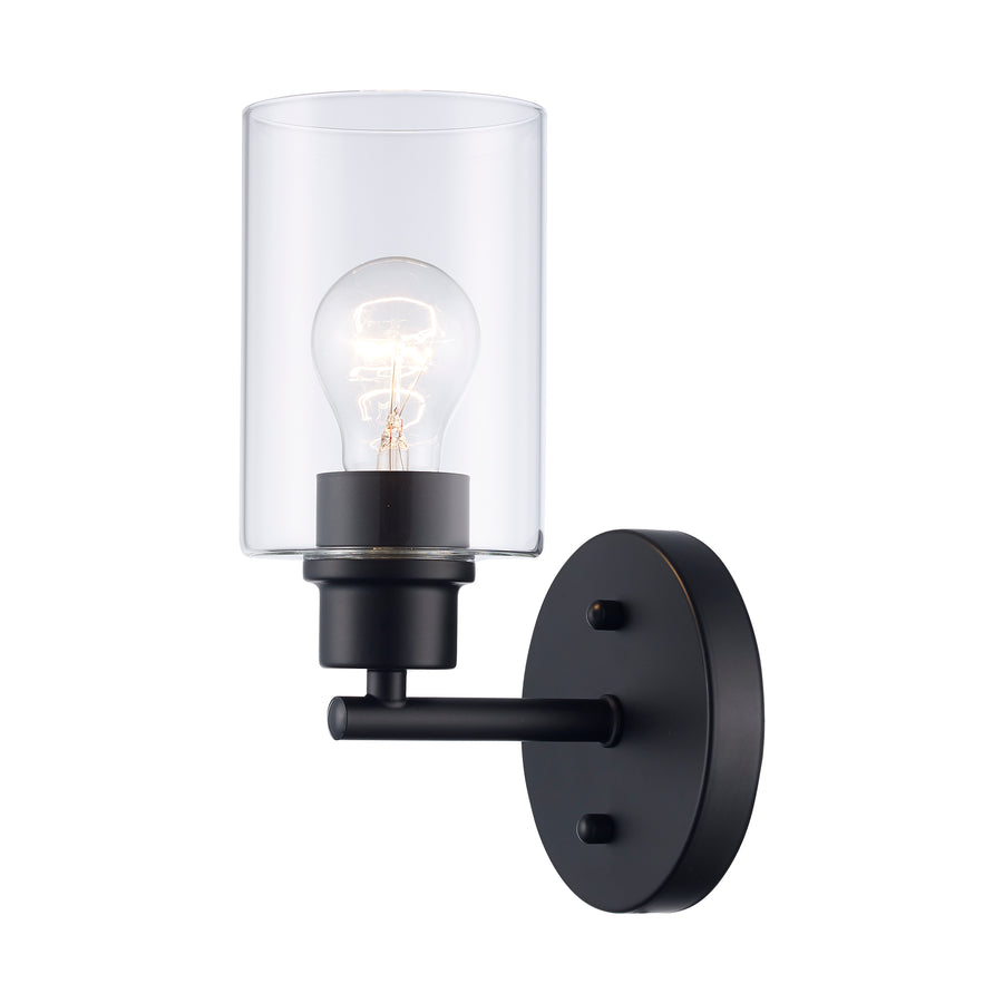 Kai 1 - Light Wall Sconce with Clear Glass - Black | 72021 BK