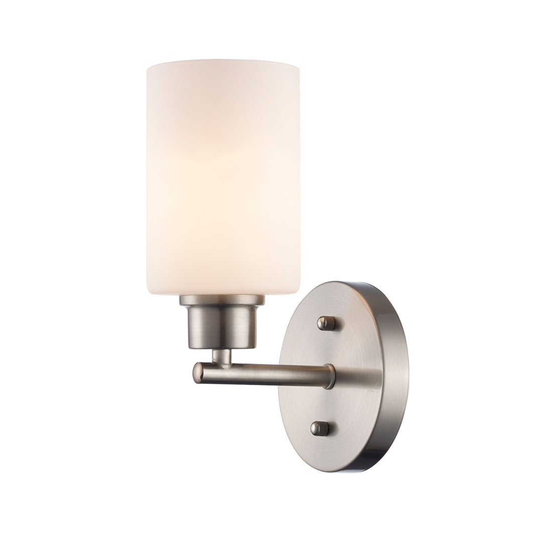Kai 1 - Light Wall Sconce with White Frosted Glass - Brushed Nickel / Frosted | 72021 BN-FR