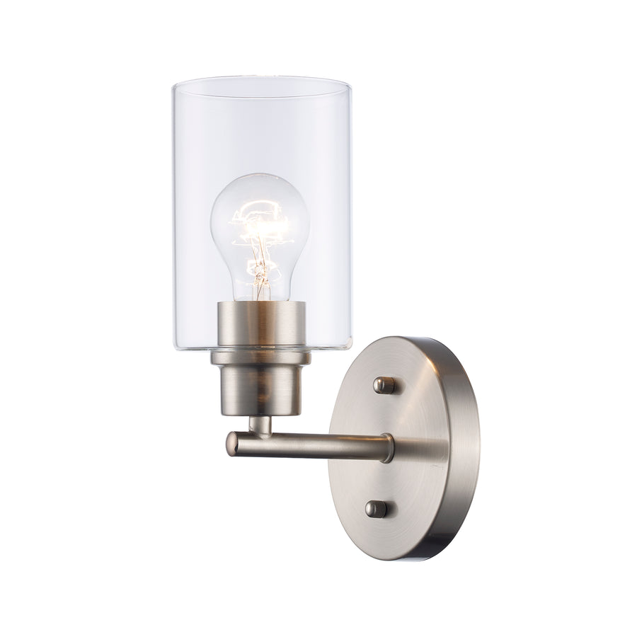 Kai 1 - Light Wall Sconce with Clear Glass - Brushed Nickel | 72021 BN