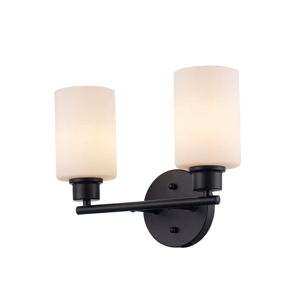 Kai 2 - Light Vanity with White Frosted Glass - Black / Frosted | 72022 BK-FR