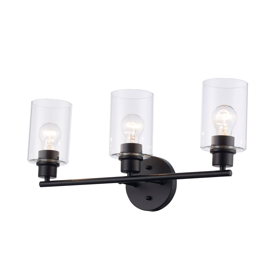 Kai 3 - Light Vanity with Clear Glass - Black | 72023 BK