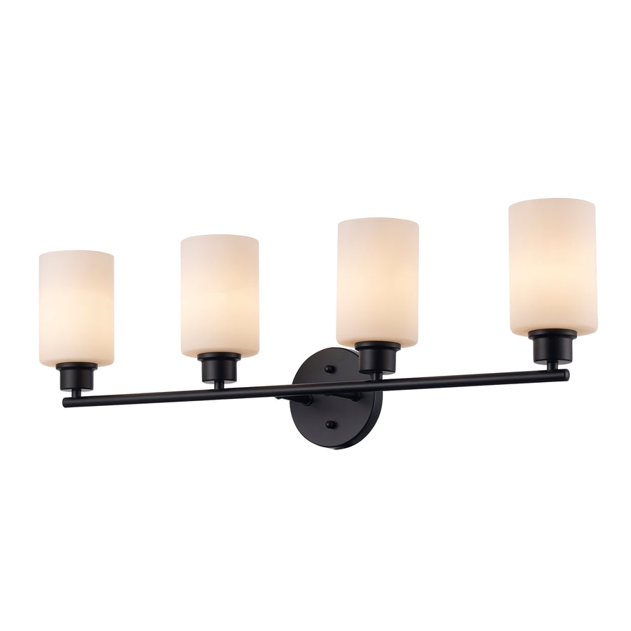 Kai 4 - Light Vanity with White Frosted Glass - Black / Frosted | 72024 BK-FR