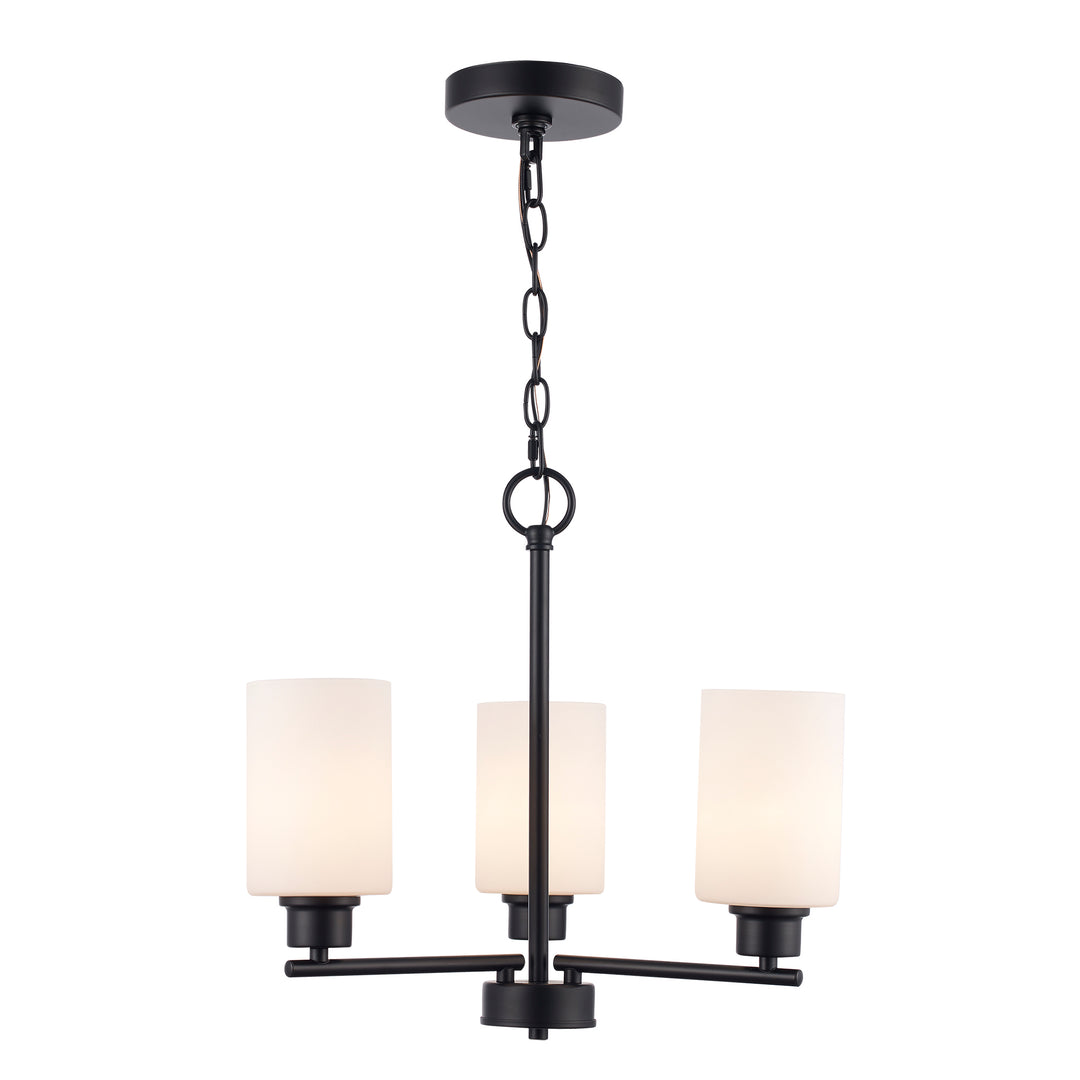 Kai 3 - Light Mini Chandelier with White Frosted Glass - Black / Frosted | 72025-3 BK-FR