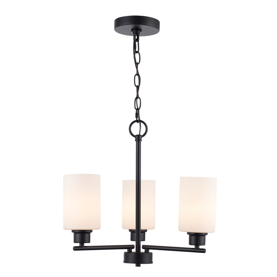 Kai 3 - Light Mini Chandelier with White Frosted Glass - Black / Frosted | 72025-3 BK-FR
