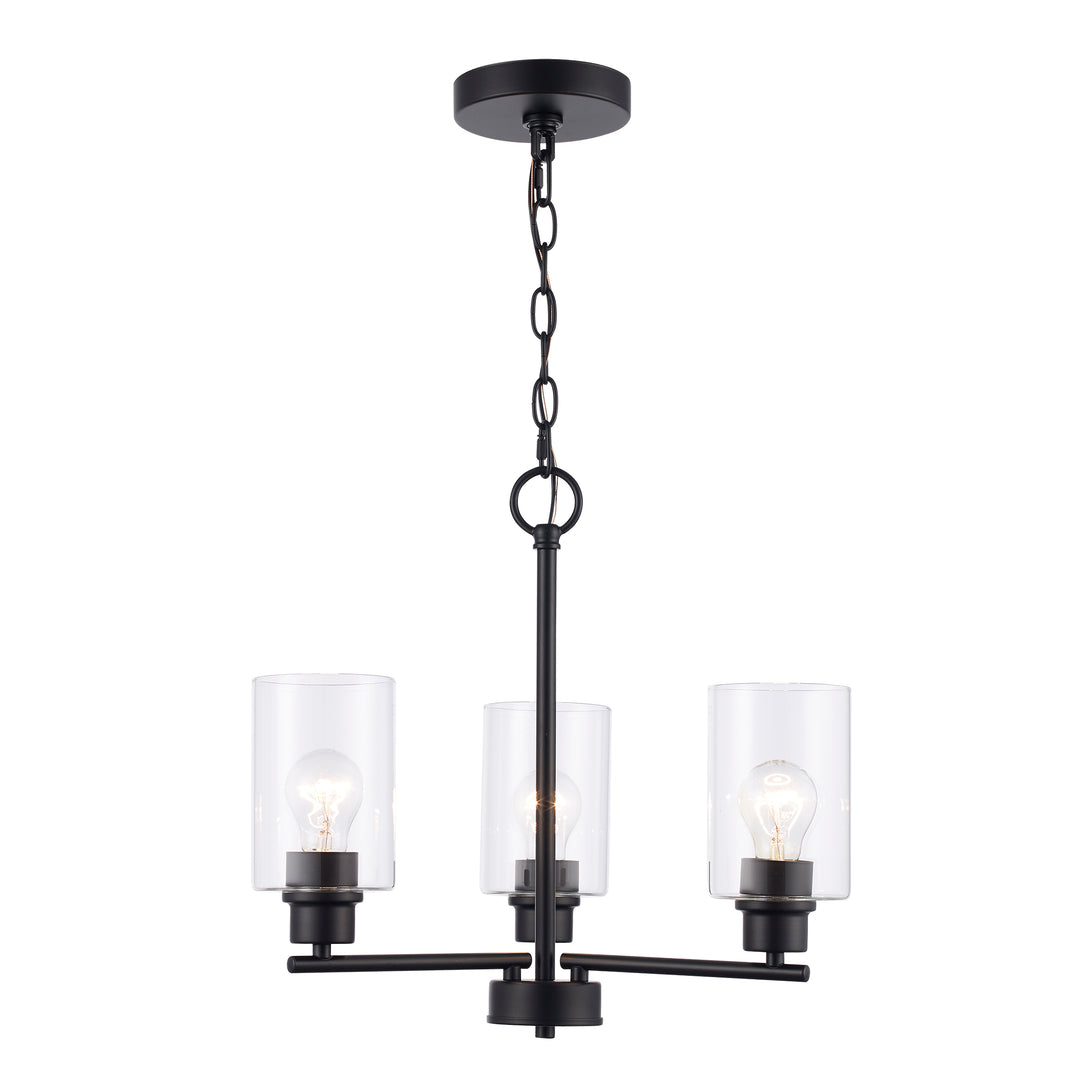 Kai 3 - Light Mini Chandelier with Clear Glass - Black | 72025-3 BK