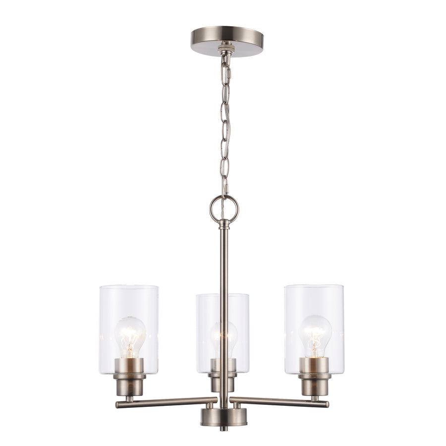 Kai 3 - Light Mini Chandelier with Clear Glass - Brushed Nickel | 72025-3 BN