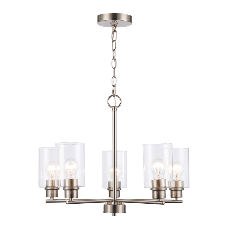 Kai 5 - Light Chandelier with Clear Glass - Brushed Nickel | 72025 BN