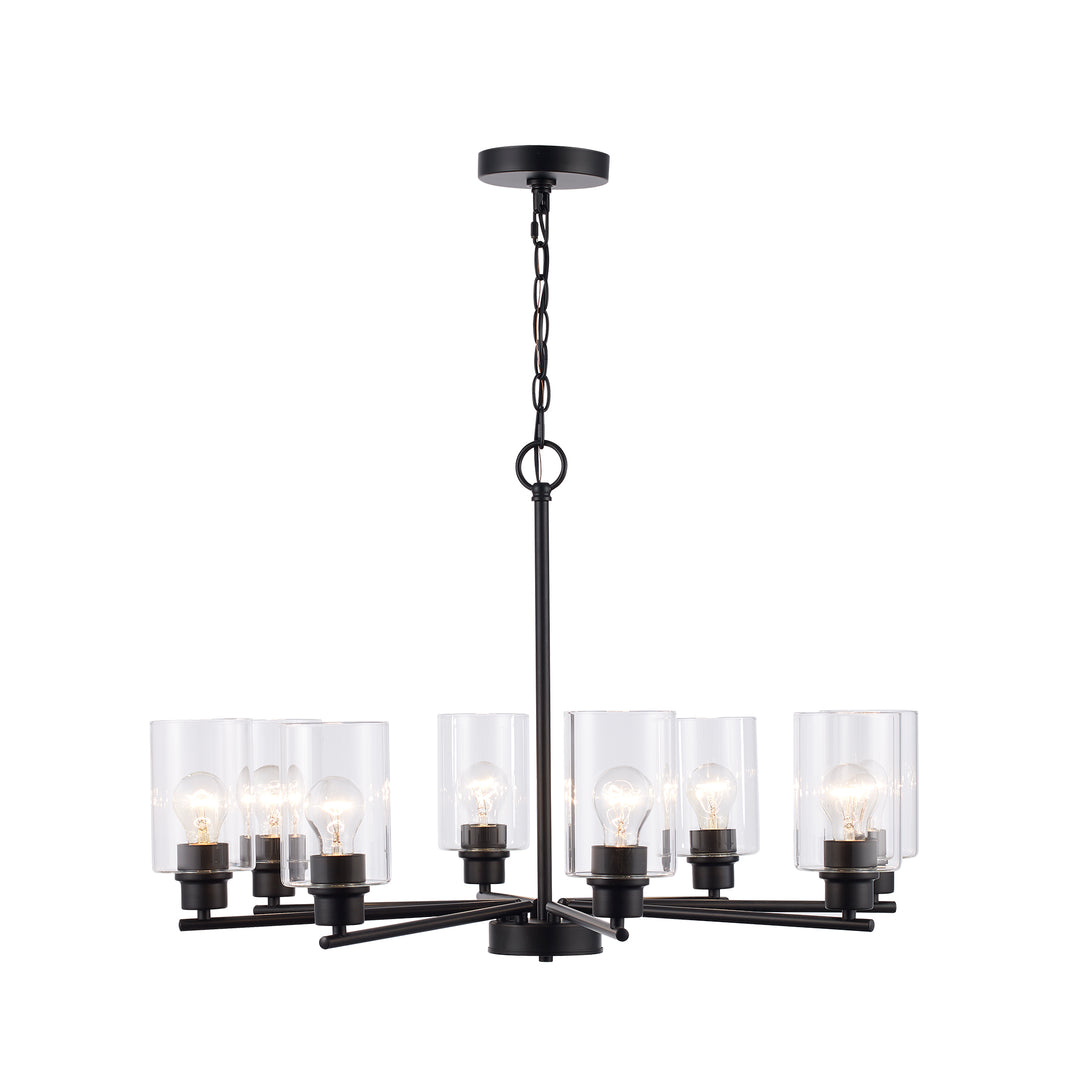 Kai 8 - Light Chandelier With Clear Glass - Black | 72028 BK