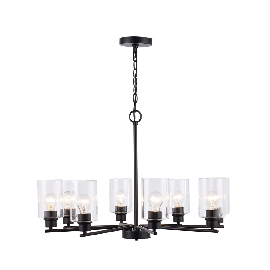 Kai 8 - Light Chandelier With Clear Glass - Black | 72028 BK