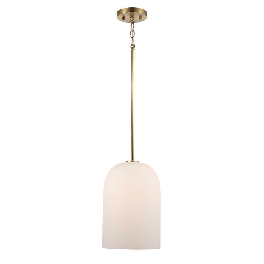 Capri 1 - Light Pendant Light with White Frosted Glass - Antique Gold | 72030-1 AG