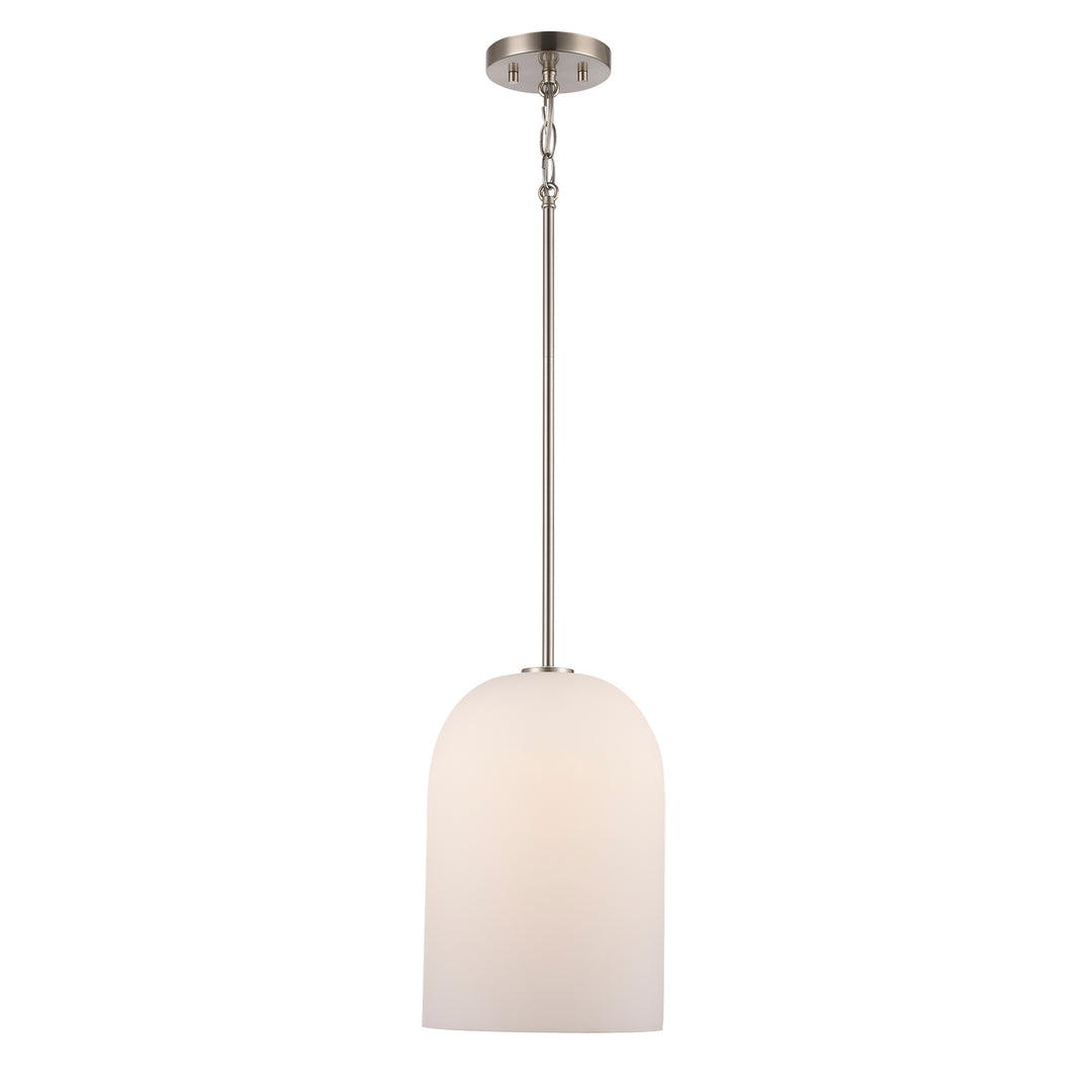 Capri 1 - Light Pendant Light with White Frosted Glass - Brushed Nickel | 72030-1 BN