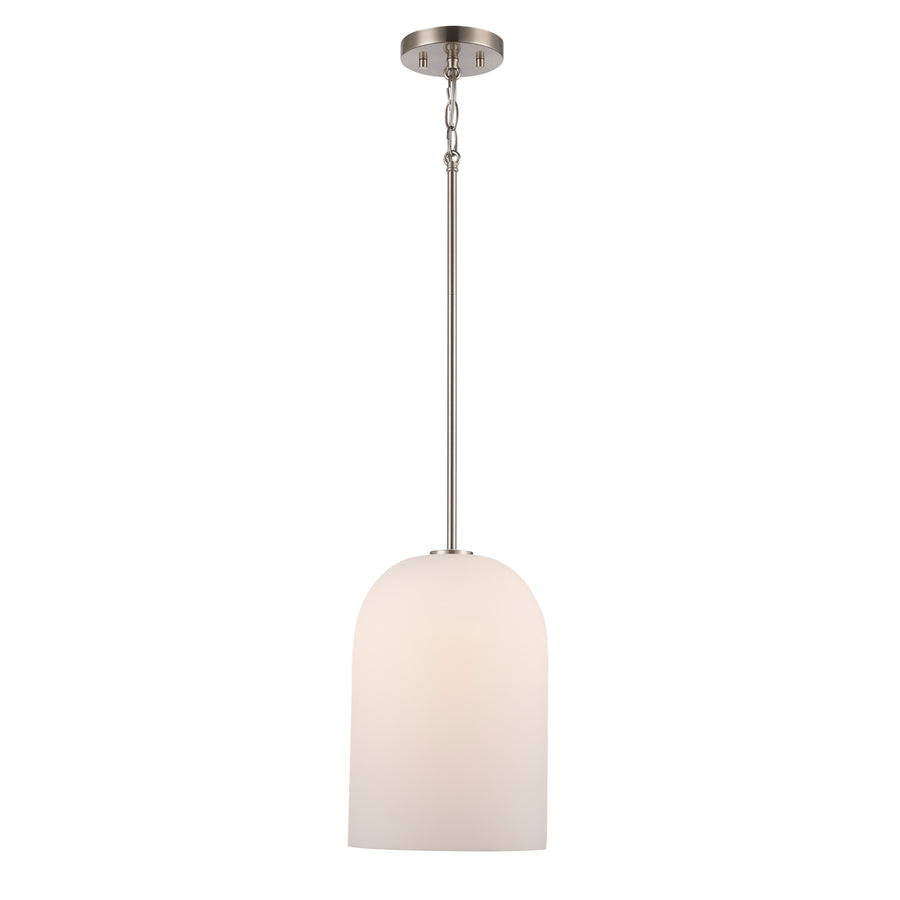 Capri 1 - Light Pendant Light with White Frosted Glass - Brushed Nickel | 72030-1 BN
