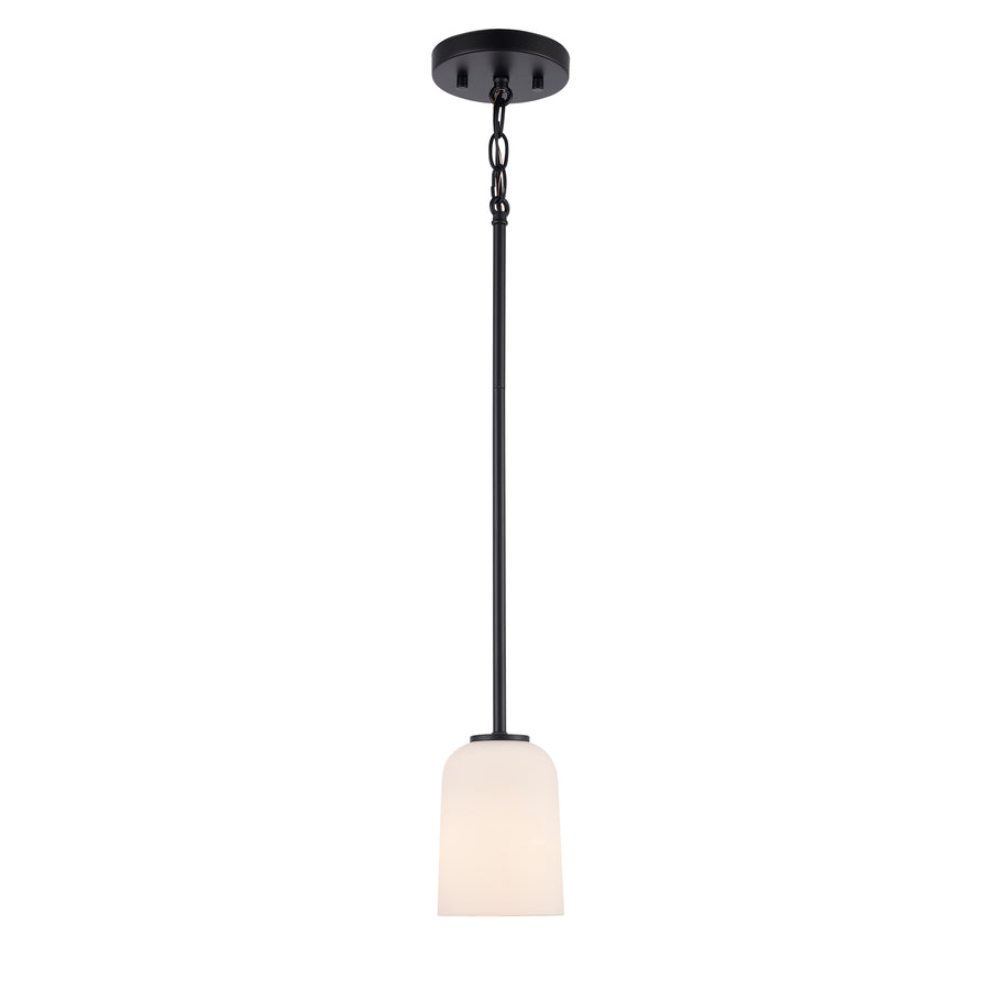 Capri 1 - Light Mini Pendant Light with White Frosted Glass - Black | 72030 BK