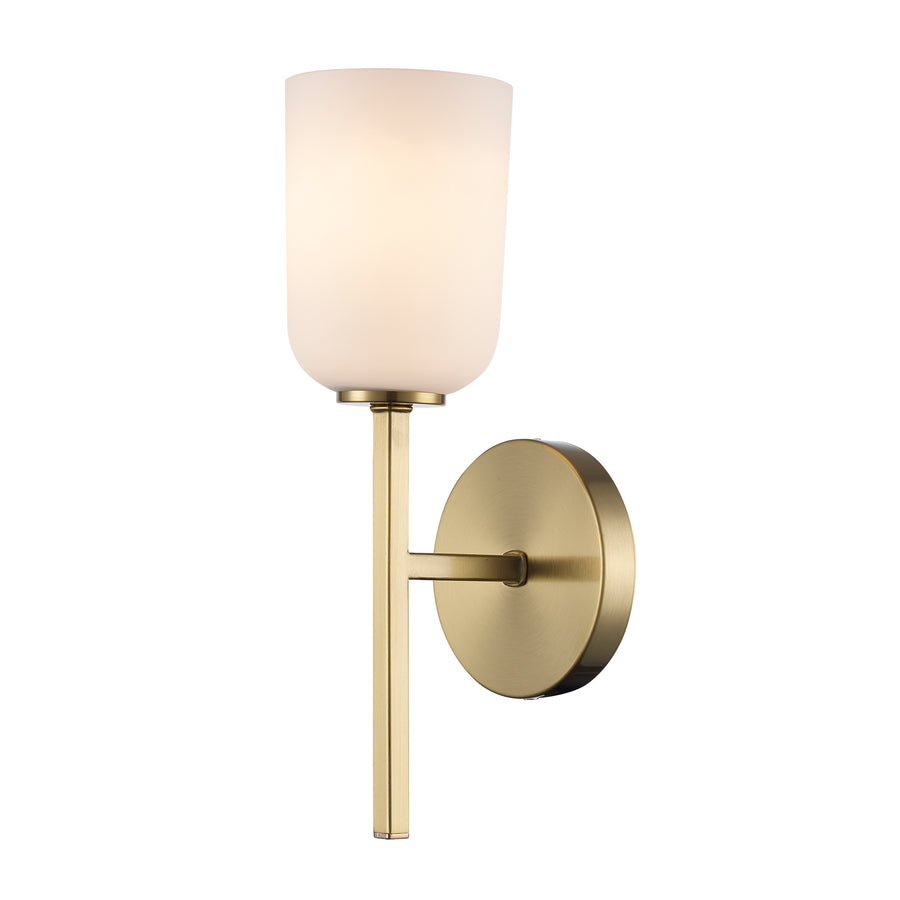 Capri 1 - Light 14" Wall Sconce with White Frosted Glass - Antique Gold | 72031 AG