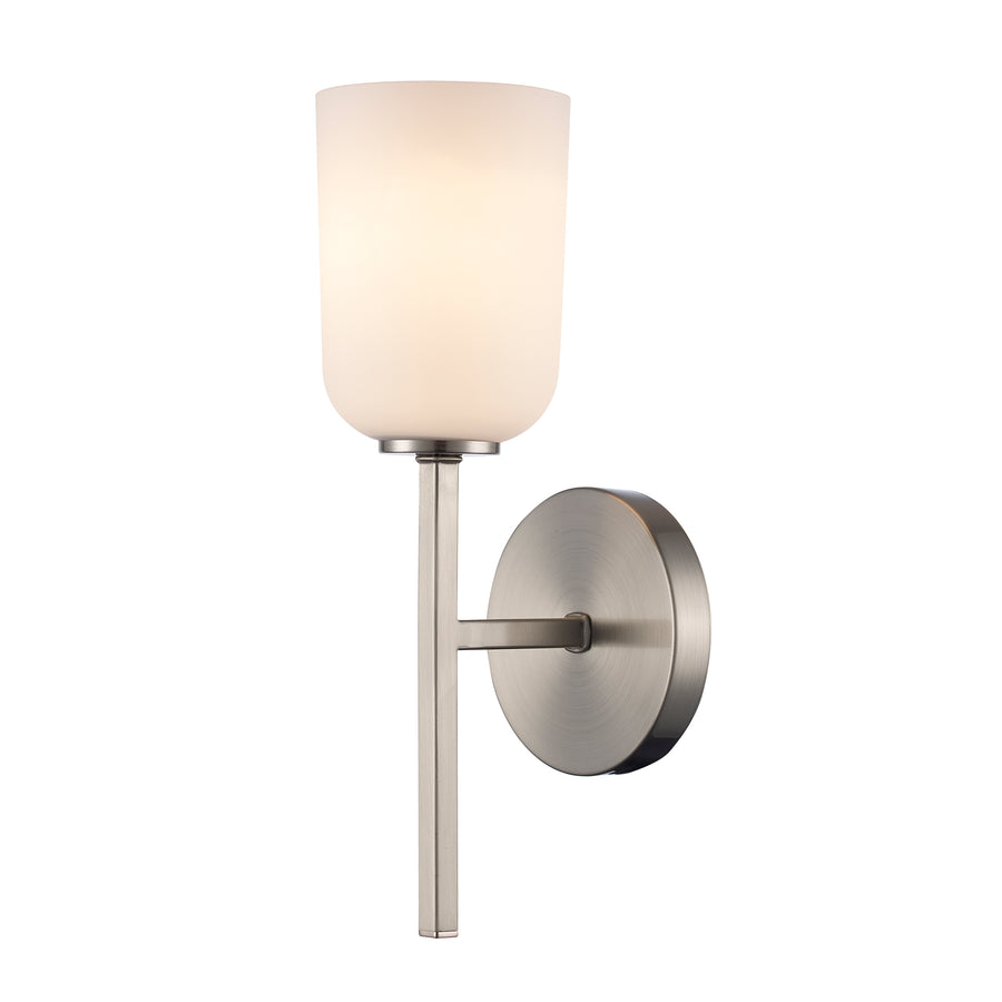 Capri 1 - Light 14" Wall Sconce with White Frosted Glass - Brushed Nickel | 72031 BN