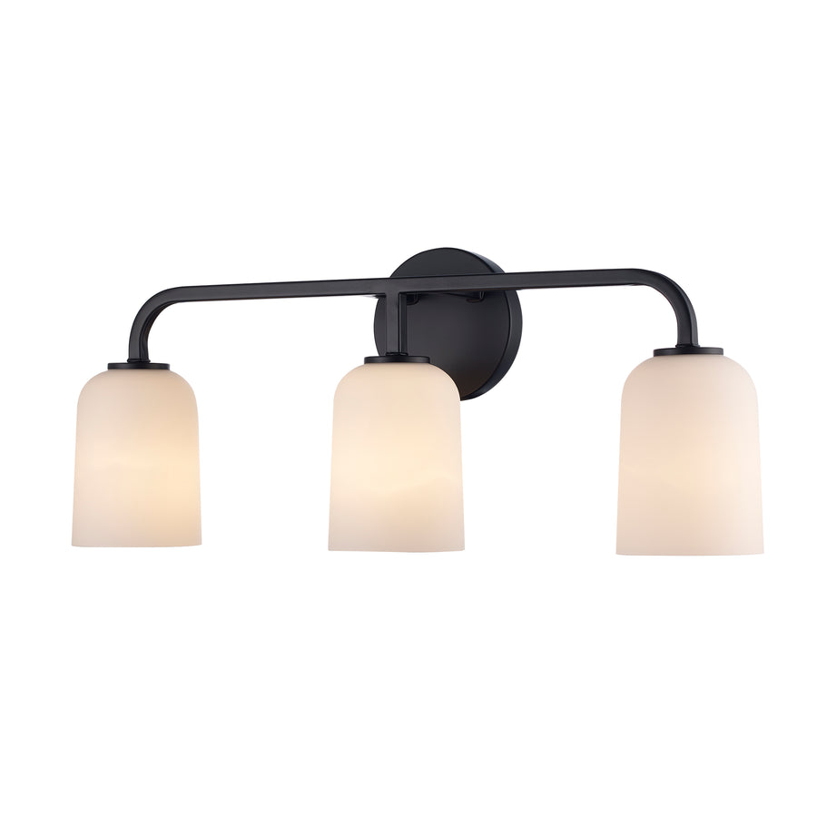 Capri 3 - Light Vanity with White Frosted Glass - Black | 72033 BK