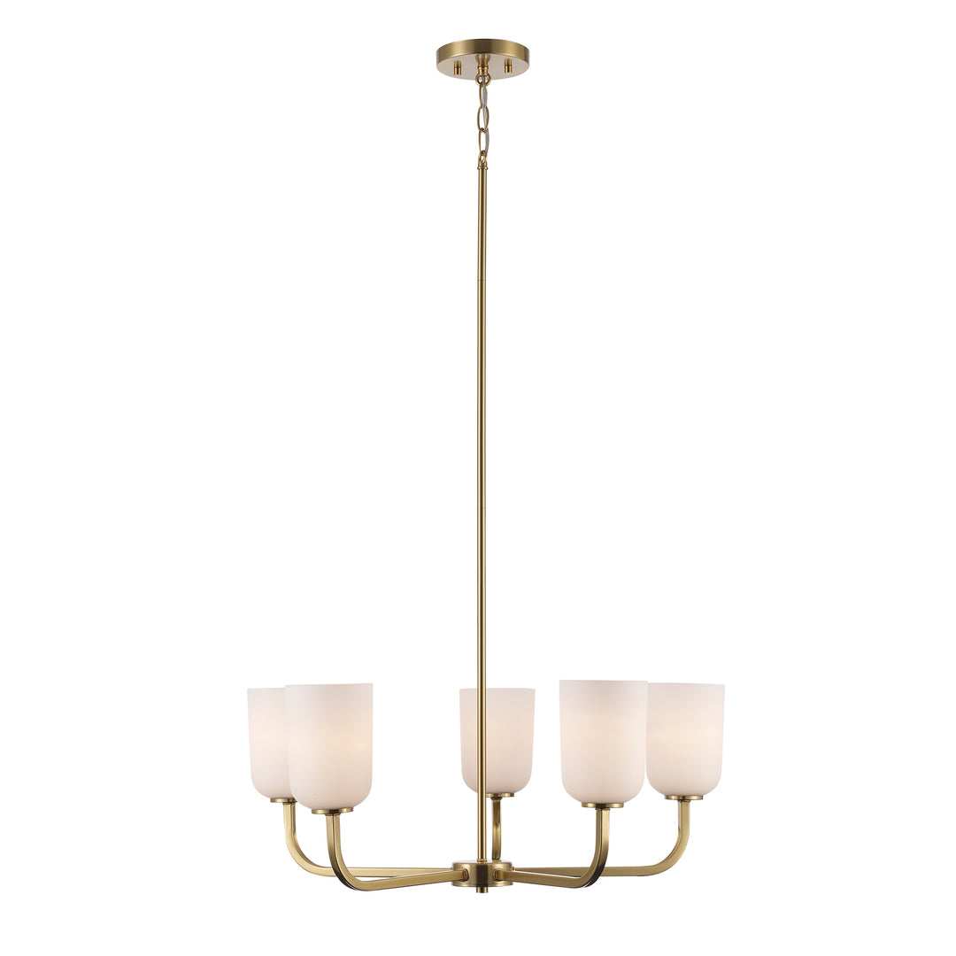 Capri 5 - Light Chandelier with White Frosted Glass - Antique Gold | 72035 AG