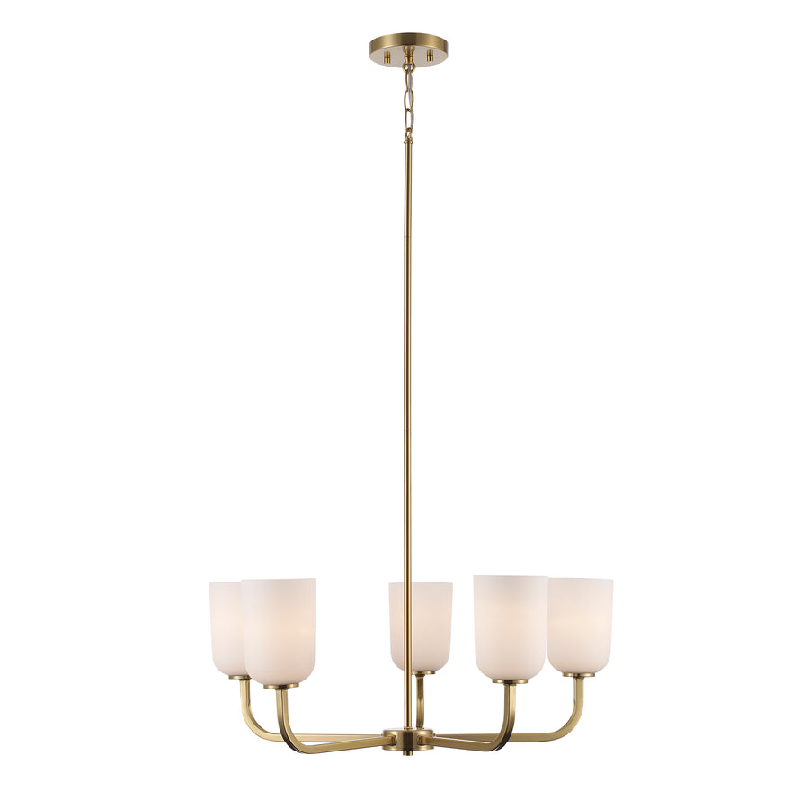 Capri 5 - Light Chandelier with White Frosted Glass - Antique Gold | 72035 AG